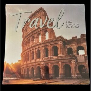 2026 12-Months Hanging Wall Calendar TRAVEL 12 Month 12"‎ X 24" New Sealed